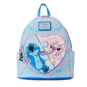 Loungefly Stitch and Angel Heart Puzzle Mini Backpack